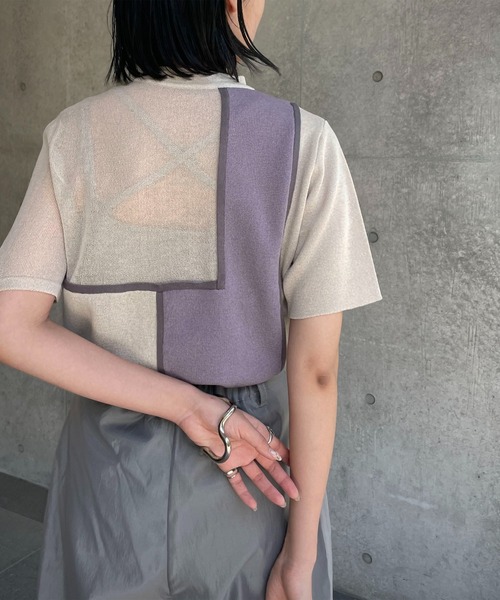 &g'aime(アンジェム)の「【&g’aime】カラーブロックニット(ニット/セーター・レディース・ブラック/アイボリー/チャコール・FREE)」の8枚目の写真