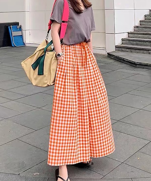 Bifrost（ビフレスト）の「チェックワイドイージーパンツ（その他パンツ・レディース・ブラック/ネイビー/オレンジ/グリーン/グレー・FREE）」の5枚目の写真