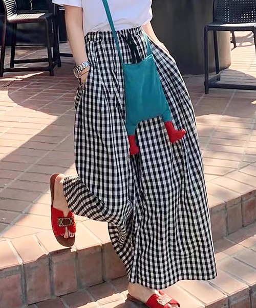 Bifrost（ビフレスト）の「チェックワイドイージーパンツ（その他パンツ・レディース・ブラック/ネイビー/オレンジ/グリーン/グレー・FREE）」の6枚目の写真