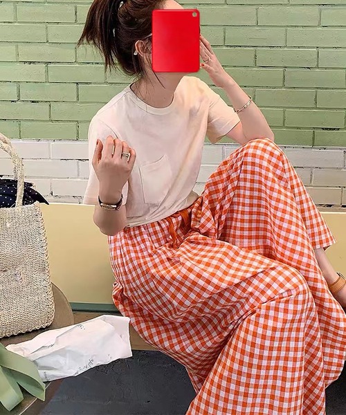 Bifrost（ビフレスト）の「チェックワイドイージーパンツ（その他パンツ・レディース・ブラック/ネイビー/オレンジ/グリーン/グレー・FREE）」の10枚目の写真