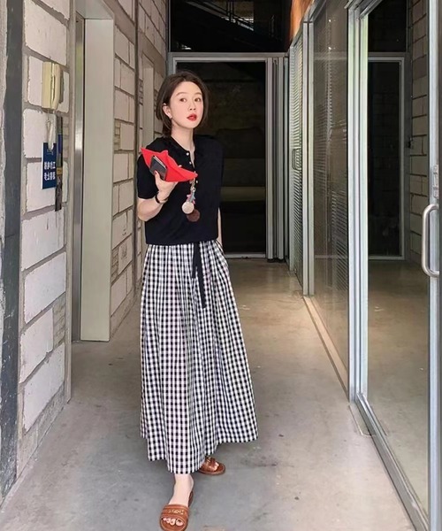 Bifrost（ビフレスト）の「チェックワイドイージーパンツ（その他パンツ・レディース・ブラック/ネイビー/オレンジ/グリーン/グレー・FREE）」の11枚目の写真