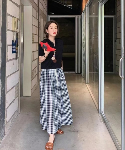 Bifrost（ビフレスト）の「チェックワイドイージーパンツ（その他パンツ・レディース・ブラック/ネイビー/オレンジ/グリーン/グレー・FREE）」の12枚目の写真