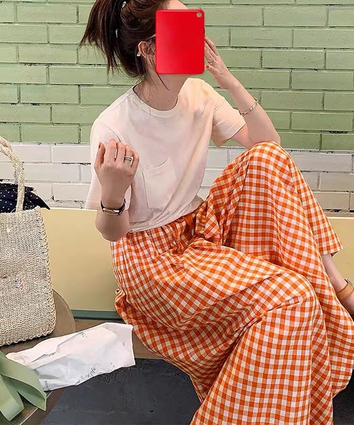 Bifrost（ビフレスト）の「チェックワイドイージーパンツ（その他パンツ・レディース・ブラック/ネイビー/オレンジ/グリーン/グレー・FREE）」の15枚目の写真