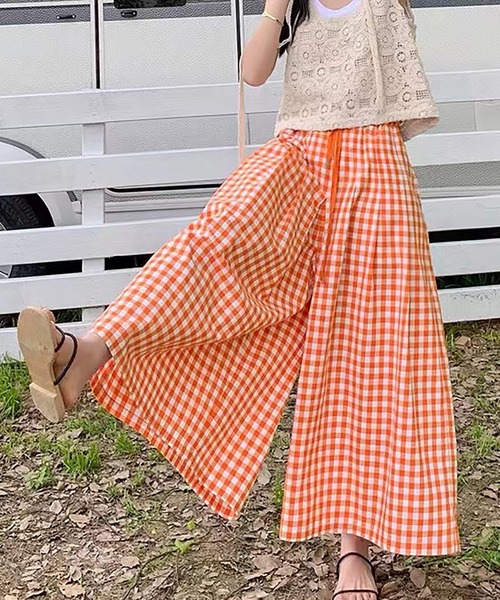 Bifrost（ビフレスト）の「チェックワイドイージーパンツ（その他パンツ・レディース・ブラック/ネイビー/オレンジ/グリーン/グレー・FREE）」の14枚目の写真