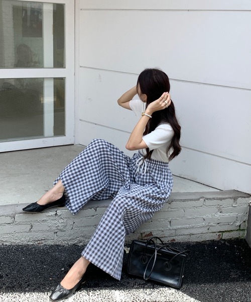 Bifrost（ビフレスト）の「チェックワイドイージーパンツ（その他パンツ・レディース・ブラック/ネイビー/オレンジ/グリーン/グレー・FREE）」の20枚目の写真