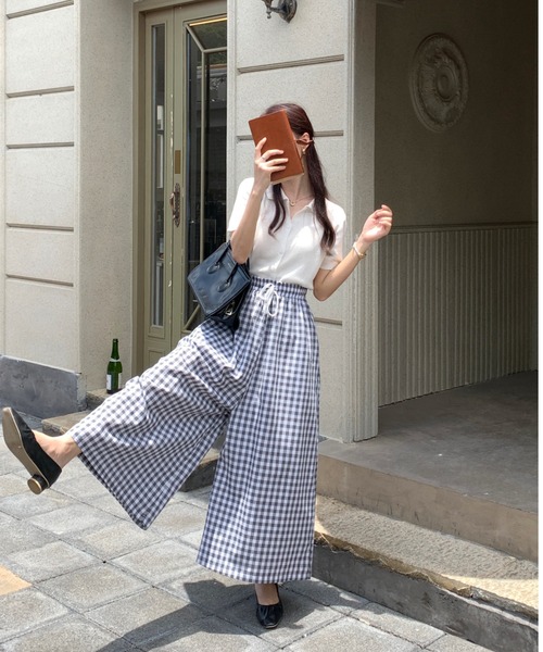 Bifrost（ビフレスト）の「チェックワイドイージーパンツ（その他パンツ・レディース・ブラック/ネイビー/オレンジ/グリーン/グレー・FREE）」の18枚目の写真