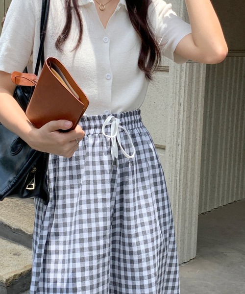 Bifrost（ビフレスト）の「チェックワイドイージーパンツ（その他パンツ・レディース・ブラック/ネイビー/オレンジ/グリーン/グレー・FREE）」の17枚目の写真