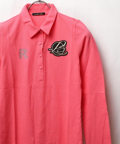 rienda suelta(リエンダスエルタ)の「/rienda suelta/BASICエンブレムR L/Sポロシャツ ゴルフウエア(ポロシャツ・レディース・ブラック/ピンク/ホワイト・SMALL/MEDIUM)」の2枚目の写真