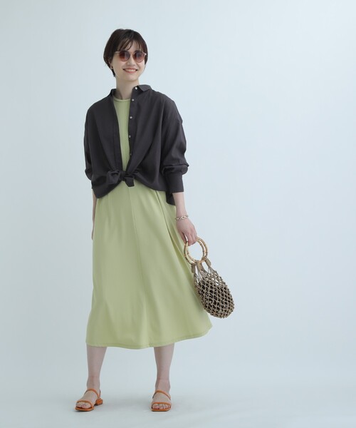 OPAQUE.CLIP（オペークドットクリップ）の「◆Aラインカットソーワンピース【WEB限定カラー・サイズ】（ワンピース・レディース・ブラック/ブラウン系その他/ホワイト系その他6/黄緑系・40/38/42/36）」の11枚目の写真