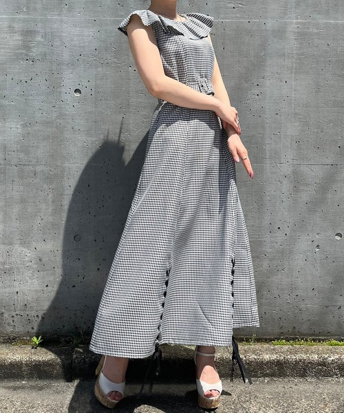 TITTY&CO.(ティティーアンドコー)の「【TITTY&CO.】ヘムスピンドルミディワンピース(ワンピース・レディース・インディゴブルー/マルチ・SMALL/MEDIUM)」の12枚目の写真