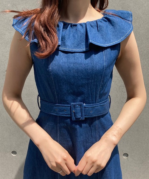 TITTY&CO.(ティティーアンドコー)の「【TITTY&CO.】ヘムスピンドルミディワンピース(ワンピース・レディース・インディゴブルー/マルチ・SMALL/MEDIUM)」の21枚目の写真