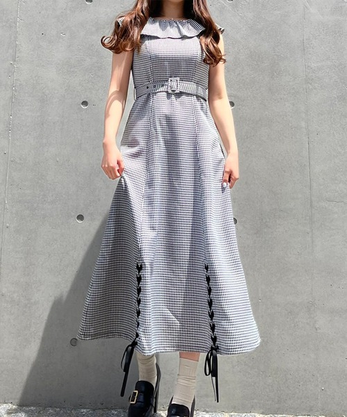 TITTY&CO.(ティティーアンドコー)の「【TITTY&CO.】ヘムスピンドルミディワンピース(ワンピース・レディース・インディゴブルー/マルチ・SMALL/MEDIUM)」の7枚目の写真