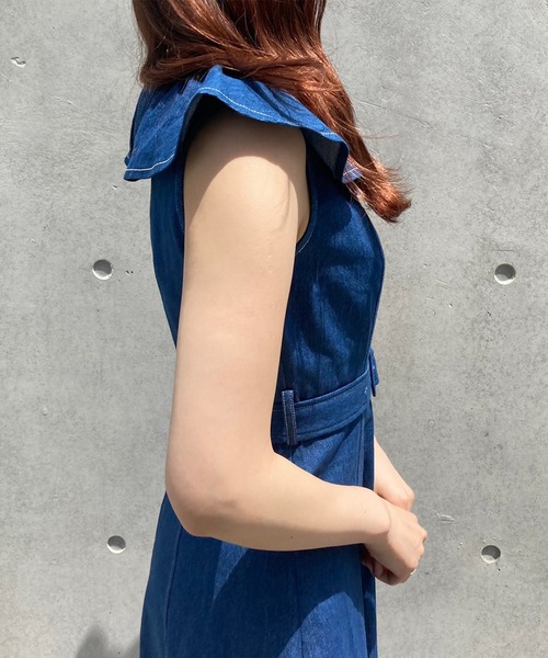 TITTY&CO.(ティティーアンドコー)の「【TITTY&CO.】ヘムスピンドルミディワンピース(ワンピース・レディース・インディゴブルー/マルチ・SMALL/MEDIUM)」の9枚目の写真