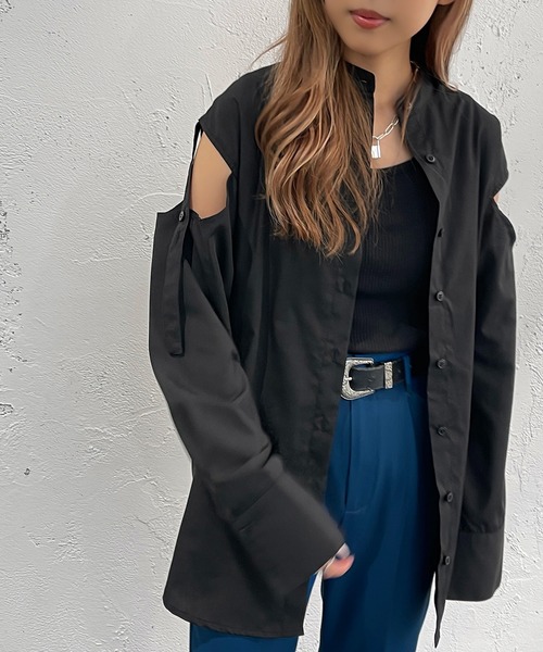 apres jour mignon(アプレジュールミニョン)の「肩開きシャツ【ZOZOTOWN限定アイテム】(シャツ/ブラウス・レディース・ブラック/ネイビー/オフホワイト/ピンク・X-LARGE/フリー)」の10枚目の写真