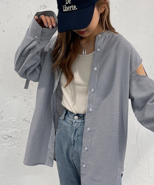 apres jour mignon(アプレジュールミニョン)の「肩開きシャツ【ZOZOTOWN限定アイテム】(シャツ/ブラウス・レディース・ブラック/ネイビー/オフホワイト/ピンク・X-LARGE/フリー)」の16枚目の写真