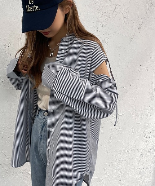apres jour mignon(アプレジュールミニョン)の「肩開きシャツ【ZOZOTOWN限定アイテム】(シャツ/ブラウス・レディース・ブラック/ネイビー/オフホワイト/ピンク・X-LARGE/フリー)」の11枚目の写真