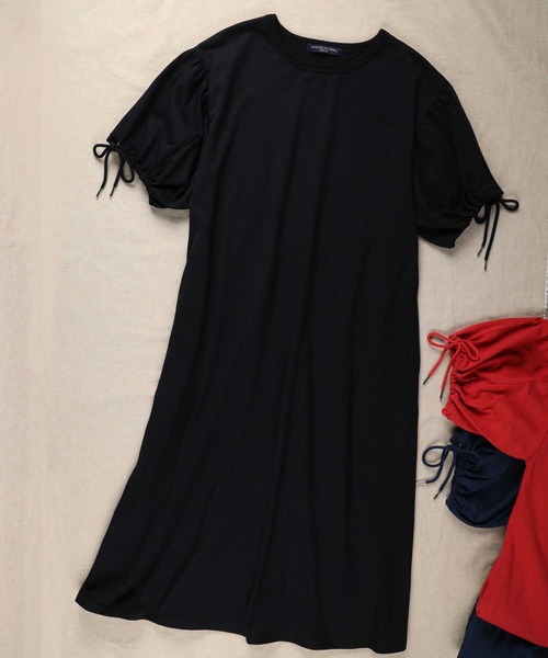 HONEYSUCKLE ROSE（ハニーサックルローズ）の「【HONEYSUCKLE ROSE】バルーンスリーブワンピース（ワンピース・レディース・レッド/ネイビー/ブラック・M/L）」の6枚目の写真