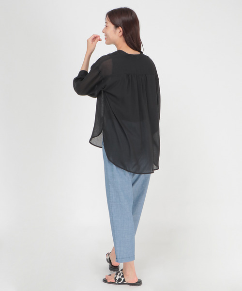 LBC（エルビーシー）の「シアー刺繍シャツ（シャツ/ブラウス・レディース・ブラック/ダークグリーン/ベージュ・M/L）」の7枚目の写真