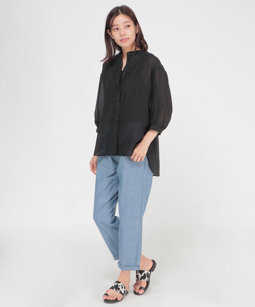 LBC（エルビーシー）の「シアー刺繍シャツ（シャツ/ブラウス・レディース・ブラック/ダークグリーン/ベージュ・M/L）」の8枚目の写真