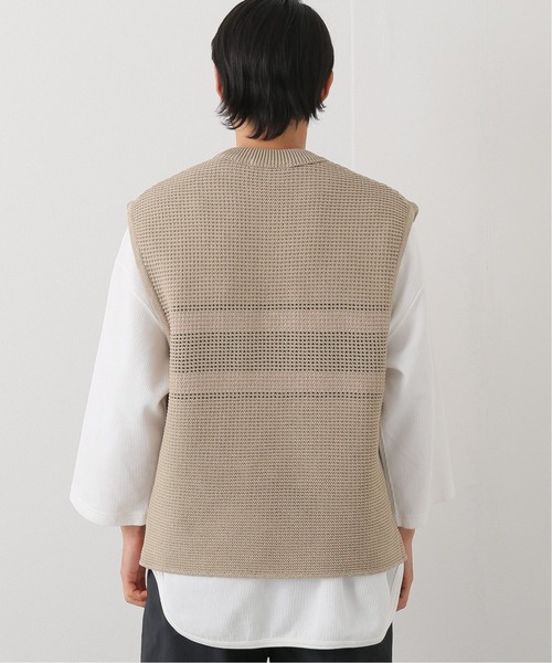 WRAPINKNOT（ラッピンノット）の「【WRAPINKNOT / ラッピンノット】ワッフルライクニットベスト（ベスト・メンズ・ブラックミックス/キャメル・2）」の6枚目の写真
