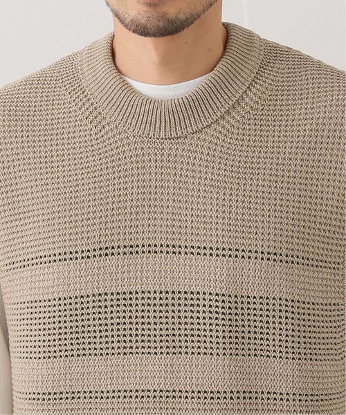 WRAPINKNOT（ラッピンノット）の「【WRAPINKNOT / ラッピンノット】ワッフルライクニットベスト（ベスト・メンズ・ブラックミックス/キャメル・2）」の7枚目の写真