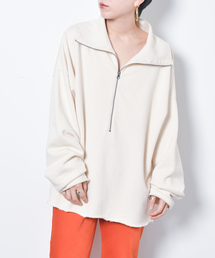 ZIP UP スウェット SHIRT：カットソー