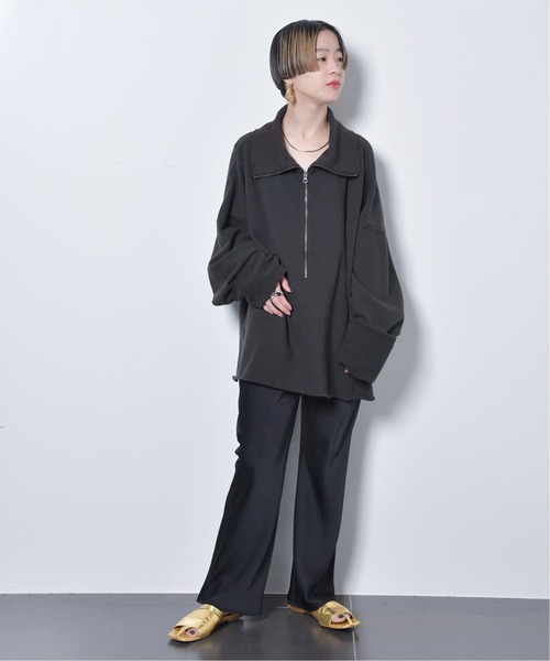 CITYSHOP（シティーショップ）の「ZIP UP スウェット SHIRT：カットソー（Tシャツ/カットソー・レディース・ホワイト/チャコールグレー・FREE）」の14枚目の写真