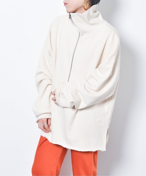 CITYSHOP（シティーショップ）の「ZIP UP スウェット SHIRT：カットソー（Tシャツ/カットソー・レディース・ホワイト/チャコールグレー・FREE）」の18枚目の写真