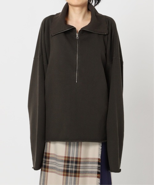 CITYSHOP（シティーショップ）の「ZIP UP スウェット SHIRT：カットソー（Tシャツ/カットソー・レディース・ホワイト/チャコールグレー・FREE）」の3枚目の写真