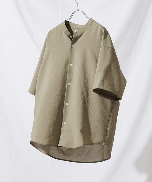 JOURNAL STANDARD(ジャーナルスタンダード)の「BREEZE COOL バンドカラーシャツ(シャツ/ブラウス・メンズ・ブラック/ベージュ/カーキ/タン・SMALL/MEDIUM/LARGE)」の4枚目の写真