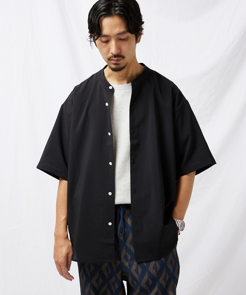JOURNAL STANDARD(ジャーナルスタンダード)の「BREEZE COOL バンドカラーシャツ(シャツ/ブラウス・メンズ・ブラック/ベージュ/カーキ/タン・SMALL/MEDIUM/LARGE)」の6枚目の写真