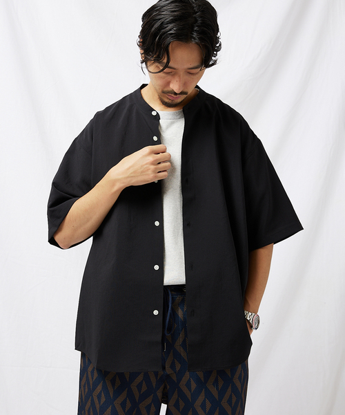 JOURNAL STANDARD(ジャーナルスタンダード)の「BREEZE COOL バンドカラーシャツ(シャツ/ブラウス・メンズ・ブラック/ベージュ/カーキ/タン・SMALL/MEDIUM/LARGE)」の7枚目の写真