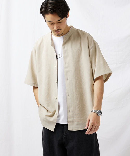 JOURNAL STANDARD(ジャーナルスタンダード)の「BREEZE COOL バンドカラーシャツ(シャツ/ブラウス・メンズ・ブラック/ベージュ/カーキ/タン・SMALL/MEDIUM/LARGE)」の14枚目の写真