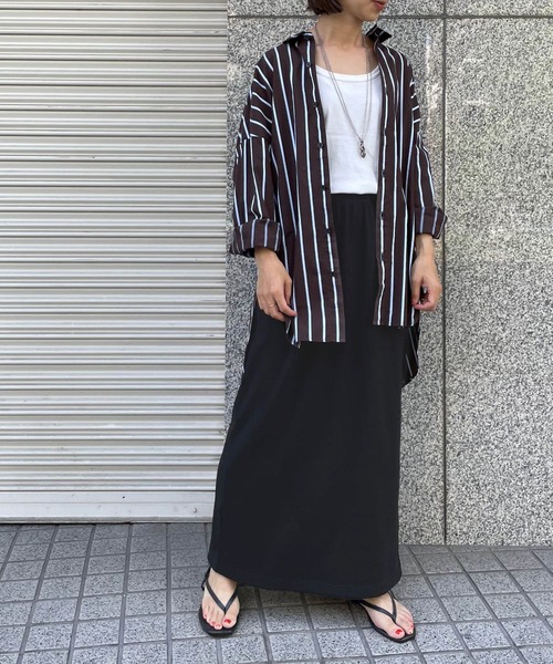 URBAN RESEARCH DOORS(アーバンリサーチドアーズ)の「リブカットストレートスカート(スカート・レディース・ブラック/モカ・MEDIUM)」の20枚目の写真