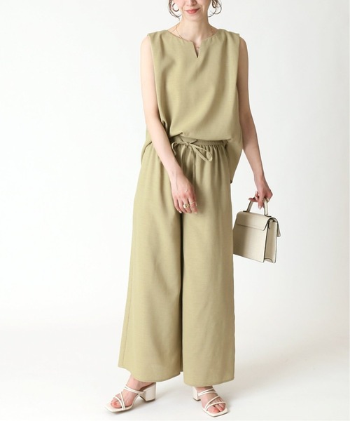 B.C STOCK（ベーセーストック）の「《追加》リネンライク オールインワンSET（その他パンツ・レディース・チャコールグレー/ブラウン/モスグリーン・FREE）」の3枚目の写真