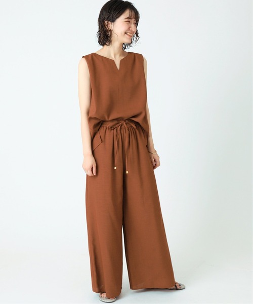 B.C STOCK（ベーセーストック）の「《追加》リネンライク オールインワンSET（その他パンツ・レディース・チャコールグレー/ブラウン/モスグリーン・FREE）」の4枚目の写真