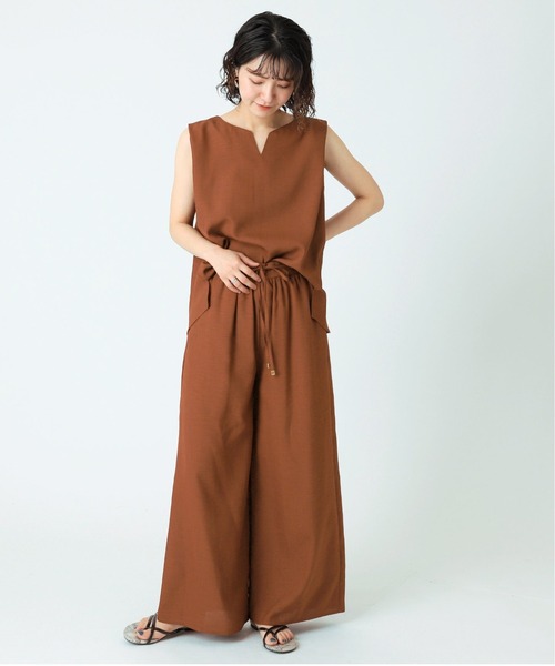 B.C STOCK（ベーセーストック）の「《追加》リネンライク オールインワンSET（その他パンツ・レディース・チャコールグレー/ブラウン/モスグリーン・FREE）」の8枚目の写真