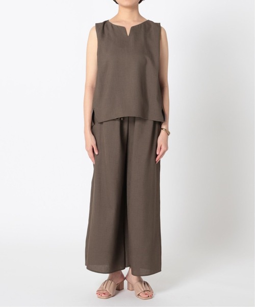 B.C STOCK（ベーセーストック）の「《追加》リネンライク オールインワンSET（その他パンツ・レディース・チャコールグレー/ブラウン/モスグリーン・FREE）」の9枚目の写真