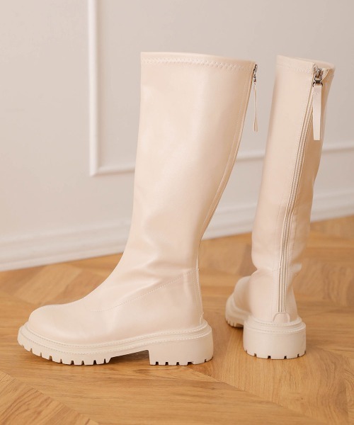 Bab(バブ)の「トラックソールロングブーツ(ブーツ・レディース・ブラック/ブラウン/アイボリー・23.5cm/24.5cm/23.0cm/24.0cm)」の7枚目の写真