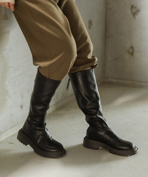 Bab(バブ)の「トラックソールロングブーツ(ブーツ・レディース・ブラック/ブラウン/アイボリー・23.5cm/24.5cm/23.0cm/24.0cm)」の11枚目の写真