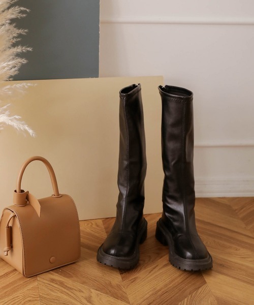 Bab(バブ)の「トラックソールロングブーツ(ブーツ・レディース・ブラック/ブラウン/アイボリー・23.5cm/24.5cm/23.0cm/24.0cm)」の13枚目の写真