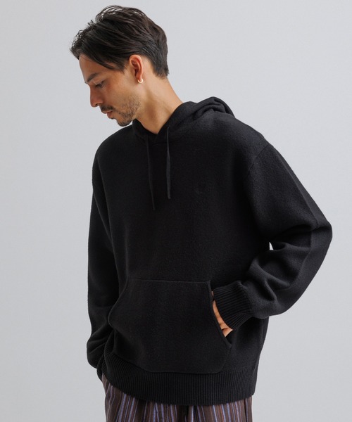 Saturdays NYC(サタデーズ ニューヨークシティ )の「Ditch Boiled Wool Hoodie(ニット/セーター・メンズ・ブラック/オフホワイト・X-SMALL/S/XL/L/M)」の20枚目の写真