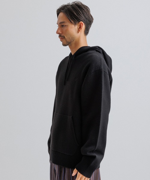 Saturdays NYC(サタデーズ ニューヨークシティ )の「Ditch Boiled Wool Hoodie(ニット/セーター・メンズ・ブラック/オフホワイト・X-SMALL/S/XL/L/M)」の21枚目の写真