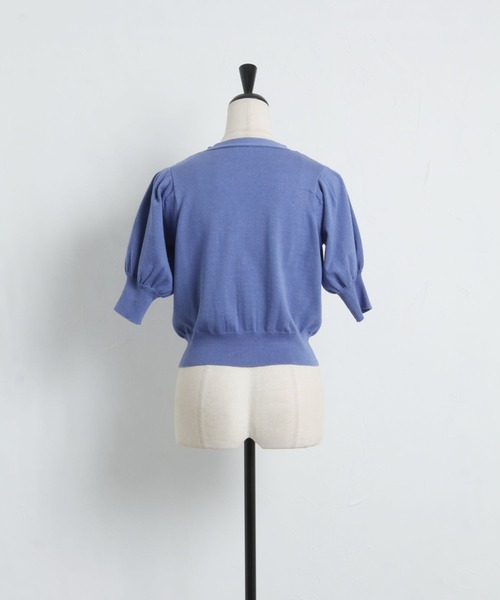 tocco closet（トッコ　クローゼット）の「クリアビジュー装飾パフスリーブカーディガン（カーディガン/ボレロ・レディース・ブラック/ブルー・M）」の11枚目の写真