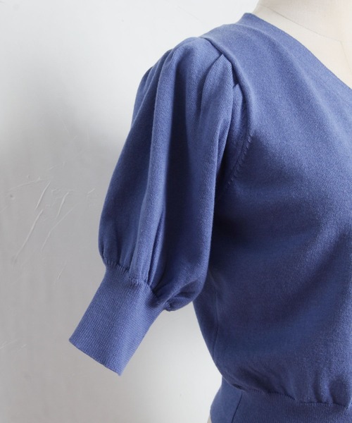 tocco closet（トッコ　クローゼット）の「クリアビジュー装飾パフスリーブカーディガン（カーディガン/ボレロ・レディース・ブラック/ブルー・M）」の20枚目の写真