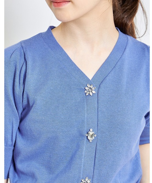 tocco closet（トッコ　クローゼット）の「クリアビジュー装飾パフスリーブカーディガン（カーディガン/ボレロ・レディース・ブラック/ブルー・M）」の22枚目の写真