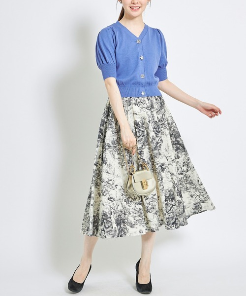 tocco closet（トッコ　クローゼット）の「クリアビジュー装飾パフスリーブカーディガン（カーディガン/ボレロ・レディース・ブラック/ブルー・M）」の6枚目の写真