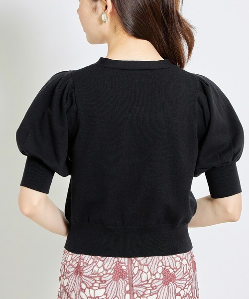 tocco closet（トッコ　クローゼット）の「クリアビジュー装飾パフスリーブカーディガン（カーディガン/ボレロ・レディース・ブラック/ブルー・M）」の12枚目の写真