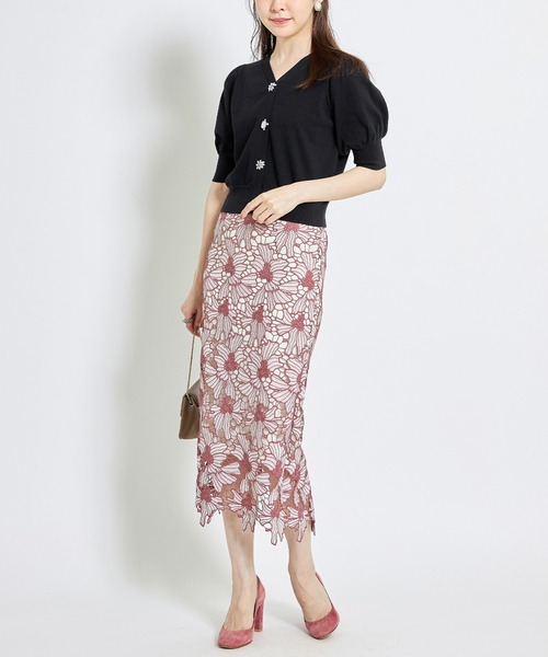 tocco closet（トッコ　クローゼット）の「クリアビジュー装飾パフスリーブカーディガン（カーディガン/ボレロ・レディース・ブラック/ブルー・M）」の9枚目の写真