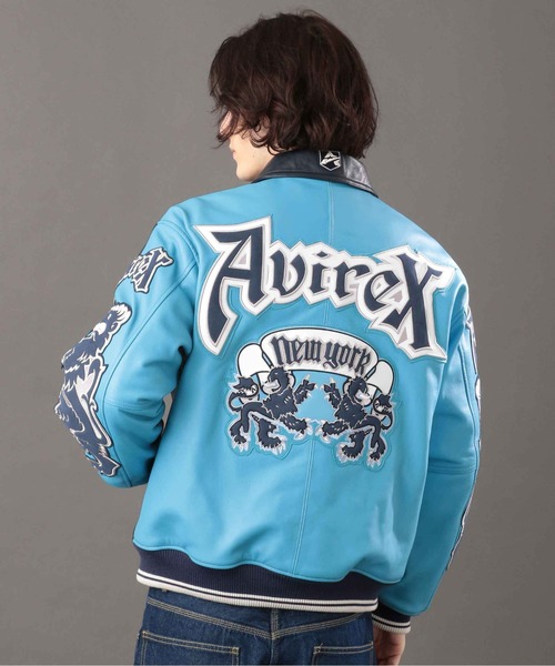AVIREX（アヴィレックス）の「《REBUILD COLLECTION》ライオン ツートン バーシティ ジャケット / LION 2TONE VARSITY JACKET（スタジャン・メンズ・ネイビー・L/2XL/XL/M）」の2枚目の写真